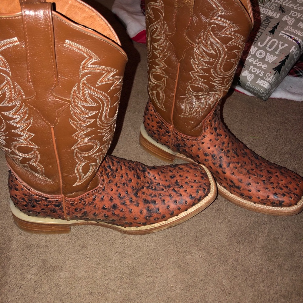 Ostrich quill boots